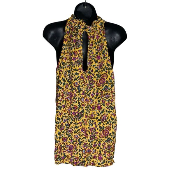 Cynthia Rowley Top Womens M Floral Boho High Neck Halter Sleeveless Tank NWT - Picture 2 of 13